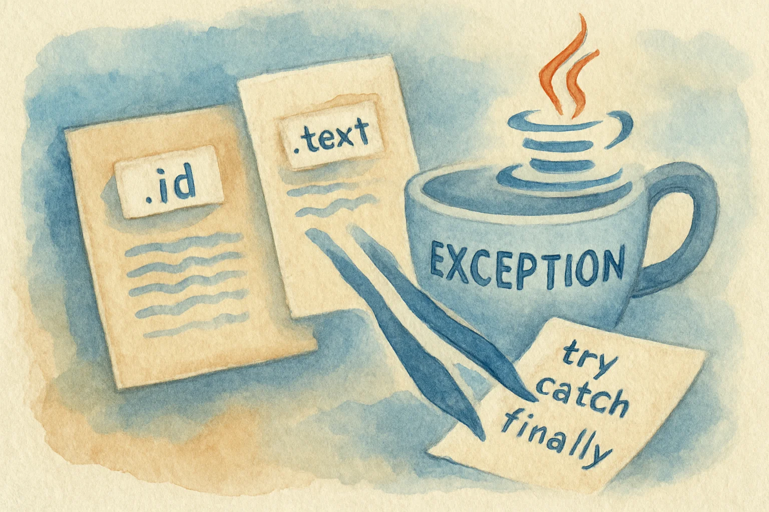 Java's NotesException: .id, .text, and try/catch/finally